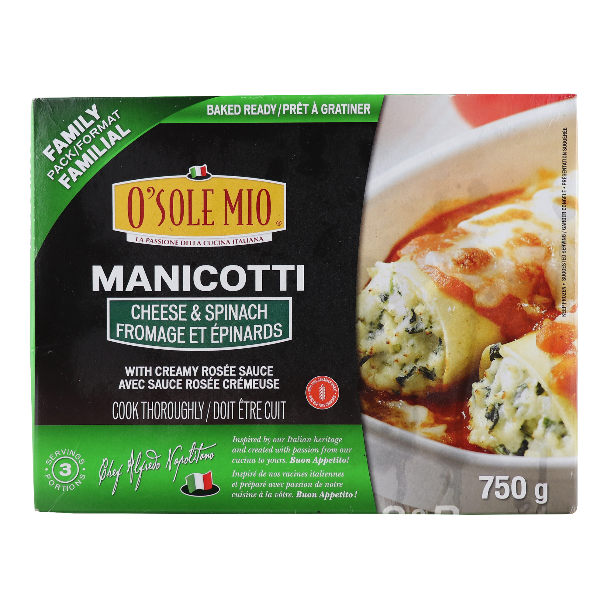 O Sole Mio Manicotti Cheese & Spinach 750g